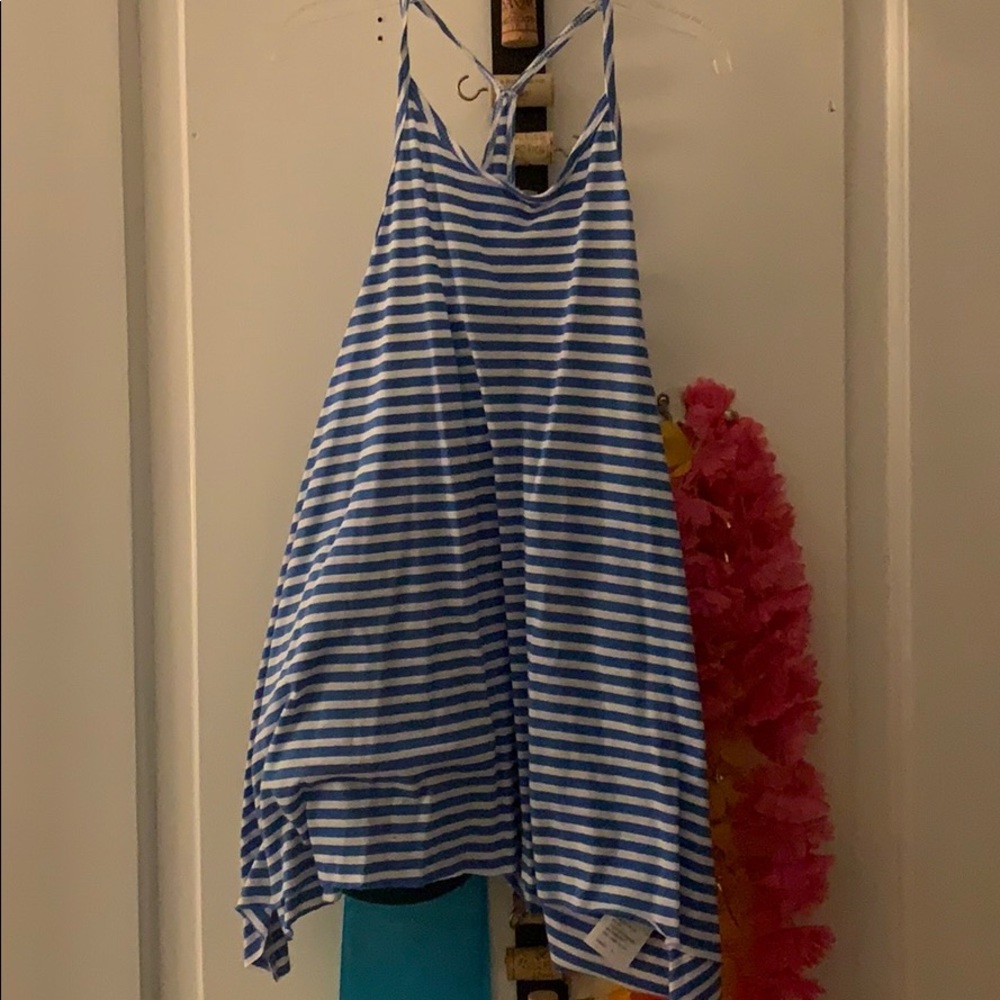 Blue and white tank